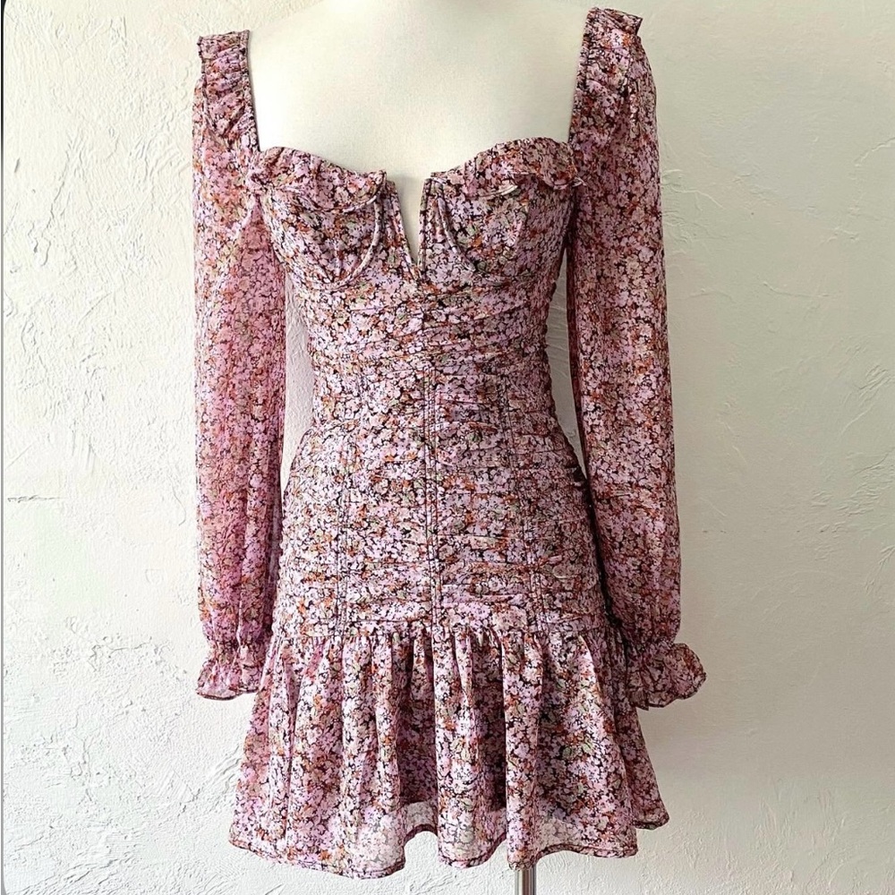 Astr Floral Long Sleeve Dress